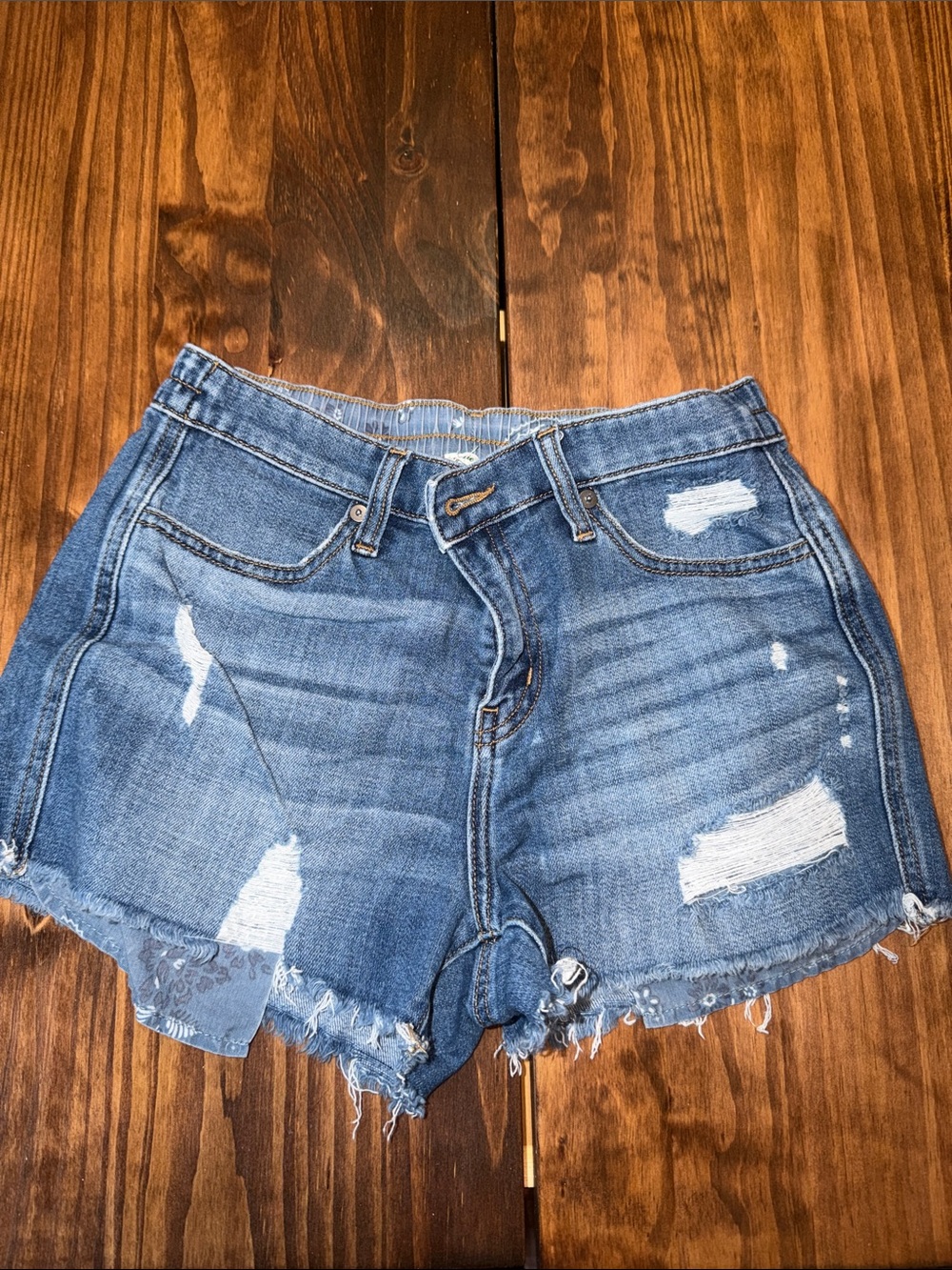 aerie Distressed Blue Denim Cutoff Shorts